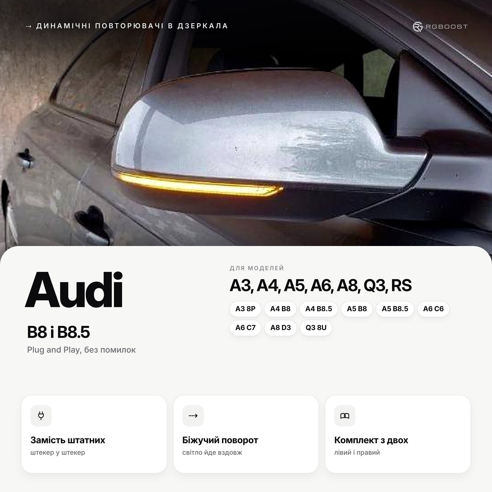 Динамические повторители в зеркала Audi